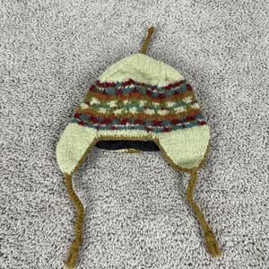 Lost Horizons Beanie Womens One Size Green Wool Knit Tassel Hat